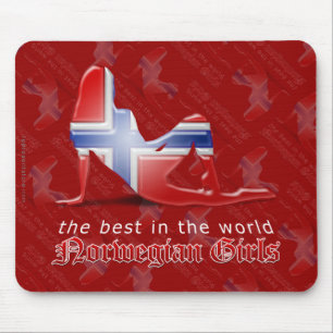 Norwegian Girl Silhouette Flag Mouse Pad