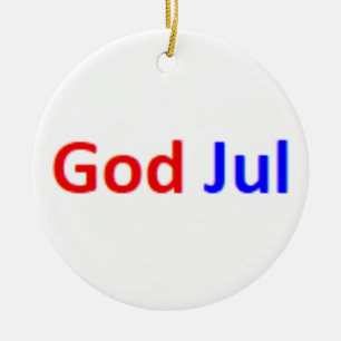 norwegian god jul ceramic ornament