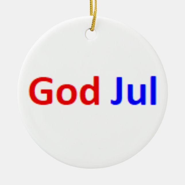 norwegian god jul ceramic ornament (Front)