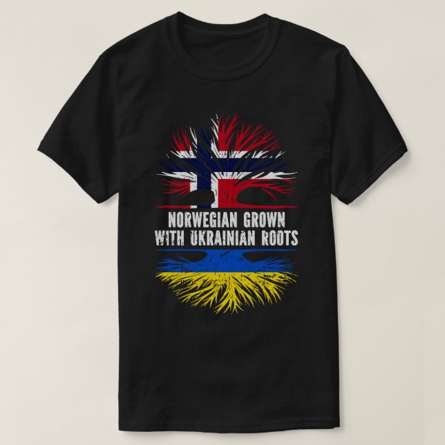 Norwegian Grown with Ukrainian Roots Flag T-Shirt (Design Front)