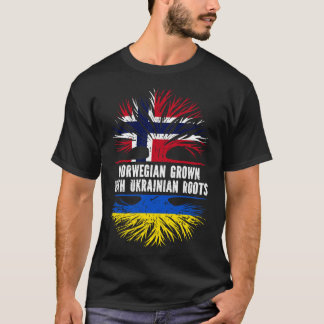 Norwegian Grown with Ukrainian Roots Flag T-Shirt