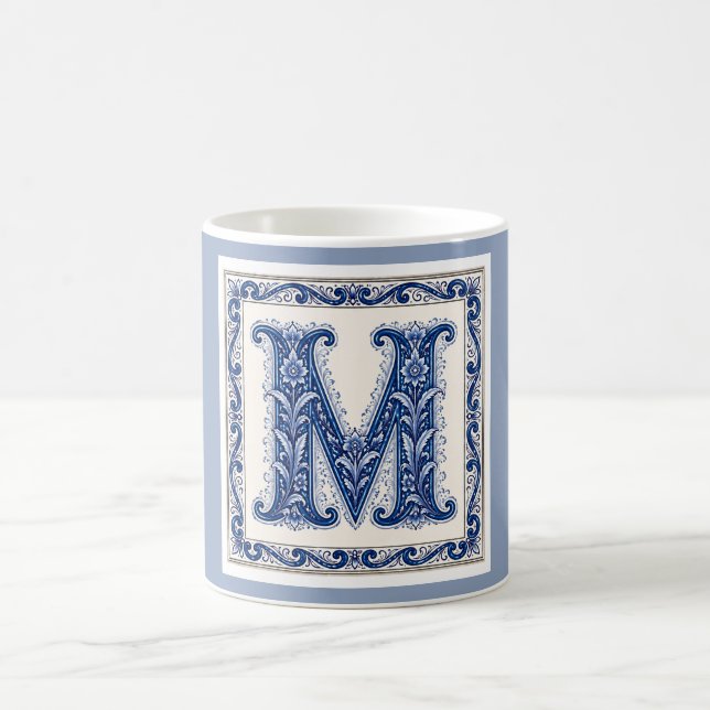 Norwegian Heritage M Monogram - Blue Coffee Mug (Center)