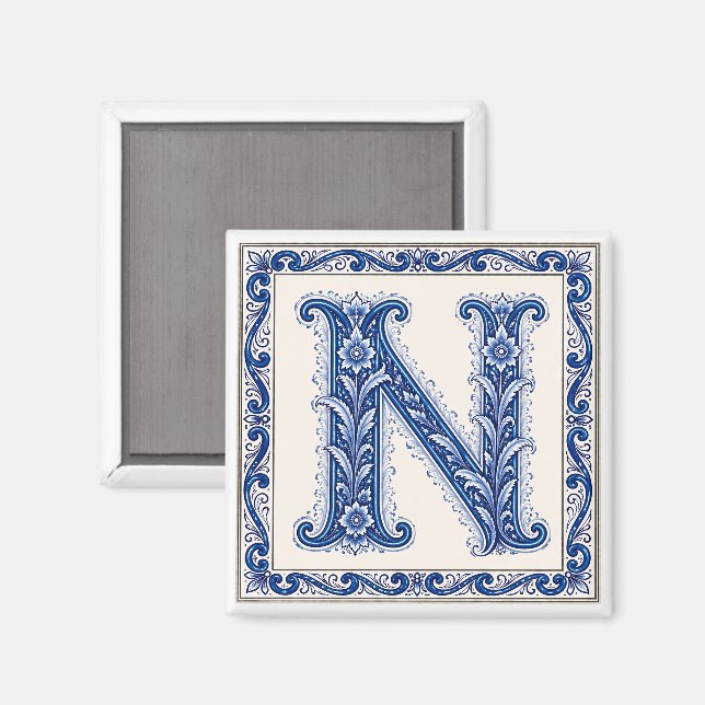 Norwegian Heritage N Monogram - Blue Magnet (Front/Back)