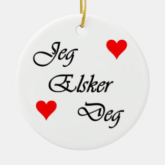 Norwegian "I love you" Norsk "Jeg Elsker Deg" Ceramic Ornament