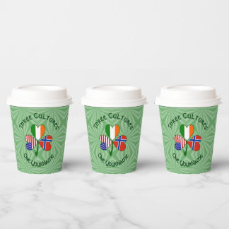 Norwegian Irish American Shamrock Personalize Text Paper Cups