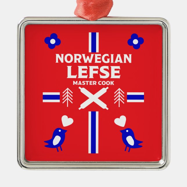 Norwegian Lefse Flatbread Apron Metal Ornament (Front)