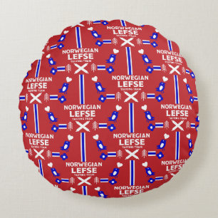 Norwegian Lefse Flatbread Apron Round Pillow