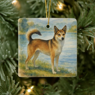 Norwegian Lundehund Ceramic Ornament