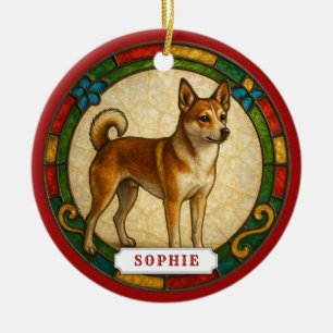 Norwegian Lundehund Dog Ceramic Circle Ornament