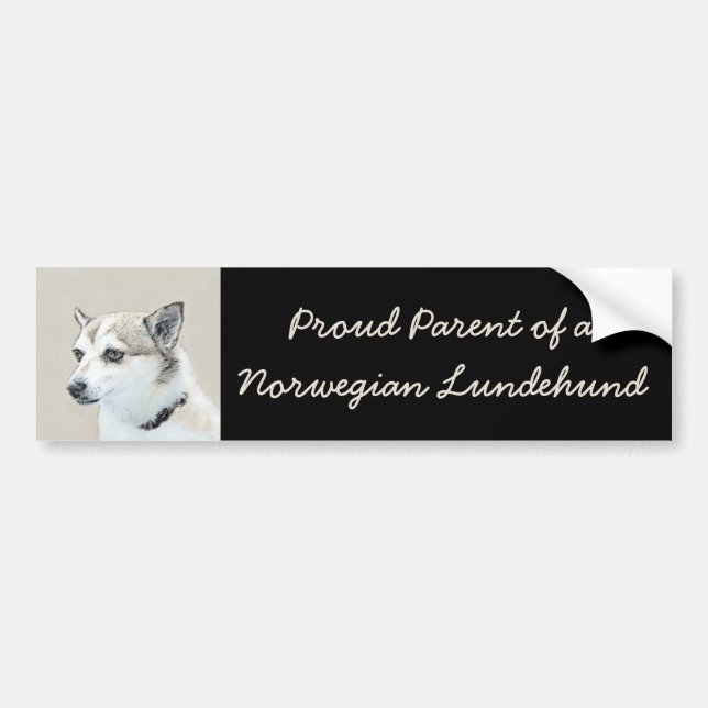 Norwegian Lundehund Painting - Original Dog Art Bumper Sticker (Front)