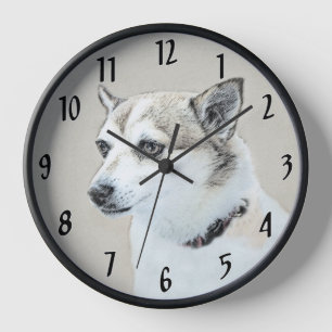 Norwegian Lundehund Painting - Original Dog Art Clock
