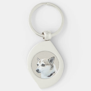 Norwegian Lundehund Painting - Original Dog Art Keychain