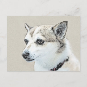 Norwegian Lundehund Painting - Original Dog Art Postcard