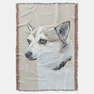 Norwegian Lundehund Painting - Original Dog Art Throw Blanket