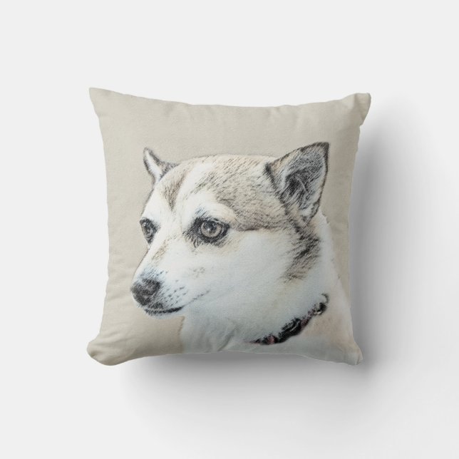 Norwegian Lundehund Painting - Original Dog Art Throw Pillow (Front)