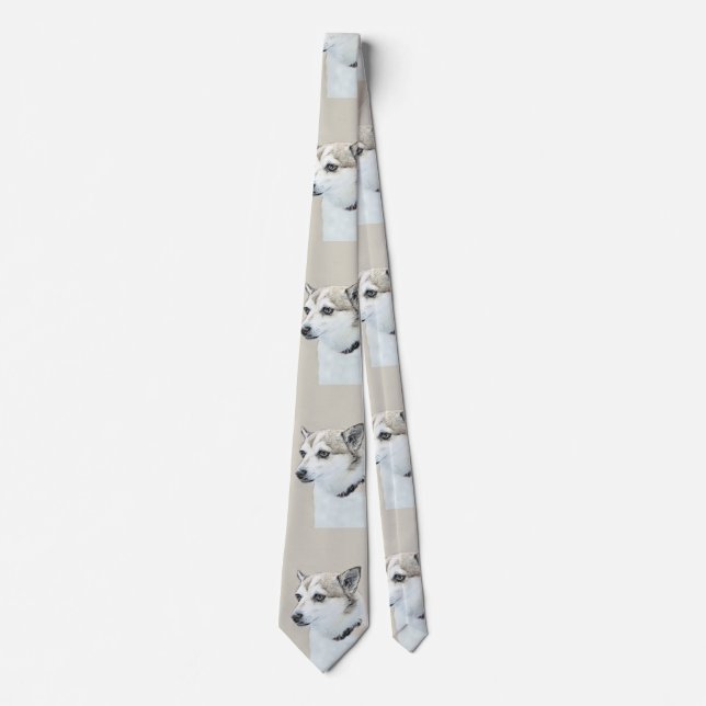 Norwegian Lundehund Painting - Original Dog Art Tie (Front)
