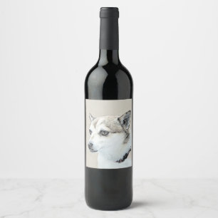 Norwegian Lundehund Painting - Original Dog Art Wine Label