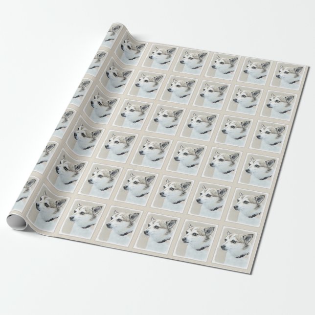 Norwegian Lundehund Painting - Original Dog Art Wrapping Paper (Unrolled)