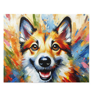 Norwegian Lundehund: Reddish Brown Acrylic Art Jigsaw Puzzle