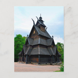 Norwegian Medieval Stave Church, Oslo, Norway Postcard