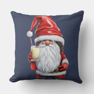 Norwegian Nisse Gnome Gonk Holding A Glass Of Egg Throw Pillow