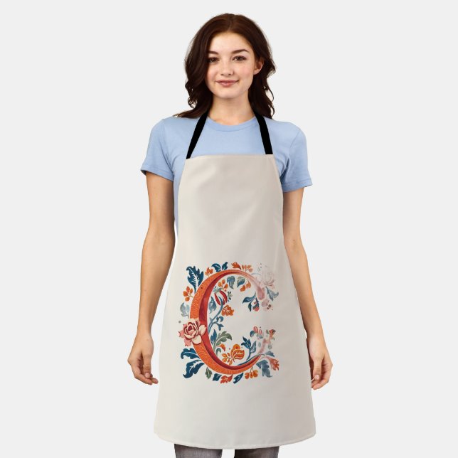 Norwegian Norway Rosemaling Initial C, Apron (Worn)