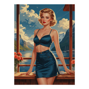 Norwegian Pin-Up Poster at the Heart of the Fjords