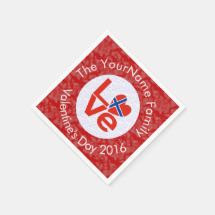 Norwegian Red LOVE Flag Personalized  Napkin