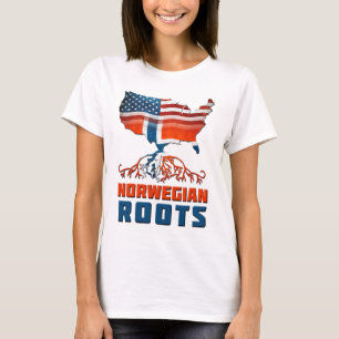 Norwegian Roots USA Flag Heritage T-Shirt