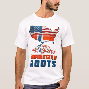 Norwegian Roots USA Flag Heritage  T-Shirt