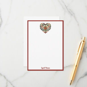 Norwegian Rosemaling Folk Art Heart  Enclosure Car Card