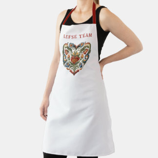 Norwegian Rosemaling Folk Art Heart | Lefse Team Apron