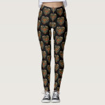 Norwegian Rosemaling Folk Art Heart Leggings<br><div class="desc">These leggings feature a Norwegian Rosemaling style Folk Art Heart design on a black background.</div>