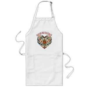 Norwegian Rosemaling Folk Art Heart  Long Apron