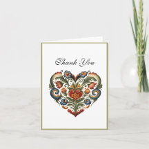 Norwegian Rosemaling Folk Art Heart | Thank you