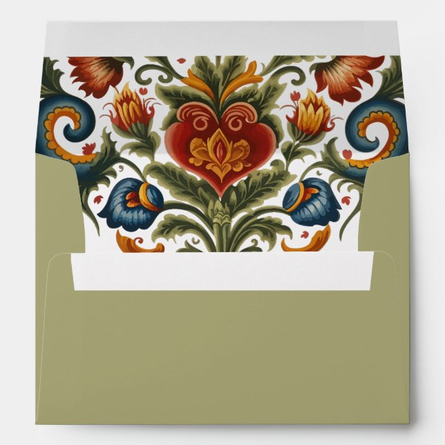 Norwegian Rosemaling Heart Envelope (Back (Bottom))