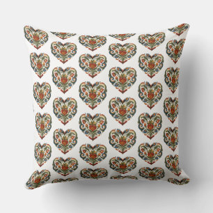 Norwegian Rosemaling I Heart Lefse Throw Pillow