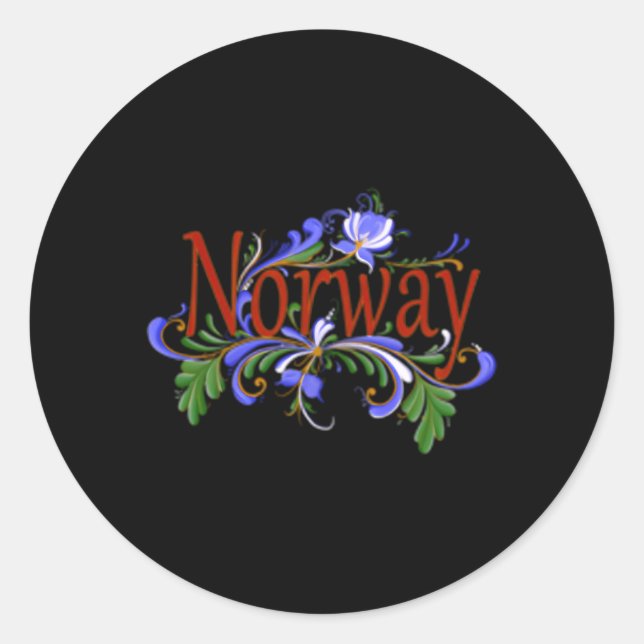 Norwegian Rosemaling Norway Folk Classic Round Sticker (Front)
