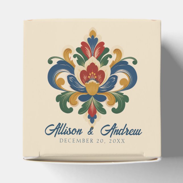 Norwegian Rosemaling Wedding  Favor Box (Top)