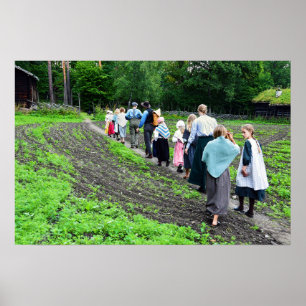 Norwegian Schoolchildren at Norwegian Folk Museum Poster