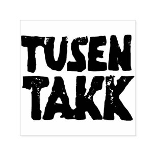 Norwegian "Thank You" Black and White Lino Cut Self-inking Stamp