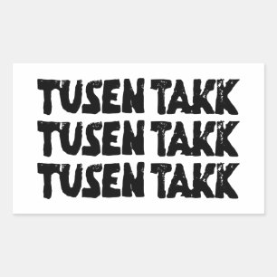Norwegian "Thank You" Black and White Lino Cut Sticker