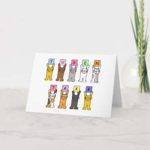 Norwegian Thanks, Tusen Takk, Cartoon Cats. Card