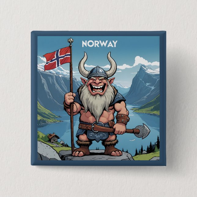 Norwegian Troll 2 Inch Square Button (Front)