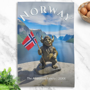 Norwegian Troll Norway Fjord Scenery Personalized Kitchen Towel