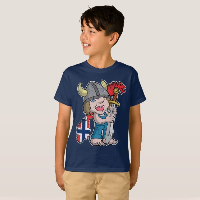 Norwegian Troll Norway Flag T-Shirt (Front Full)