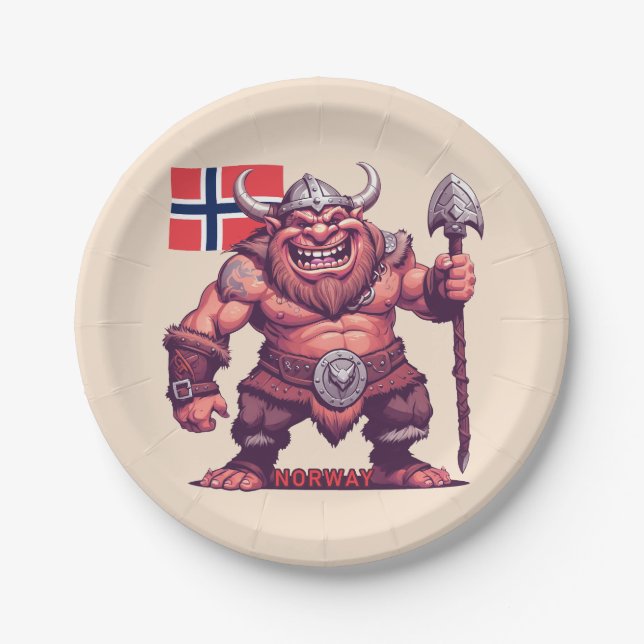 Norwegian Troll Paper Plate (Front)
