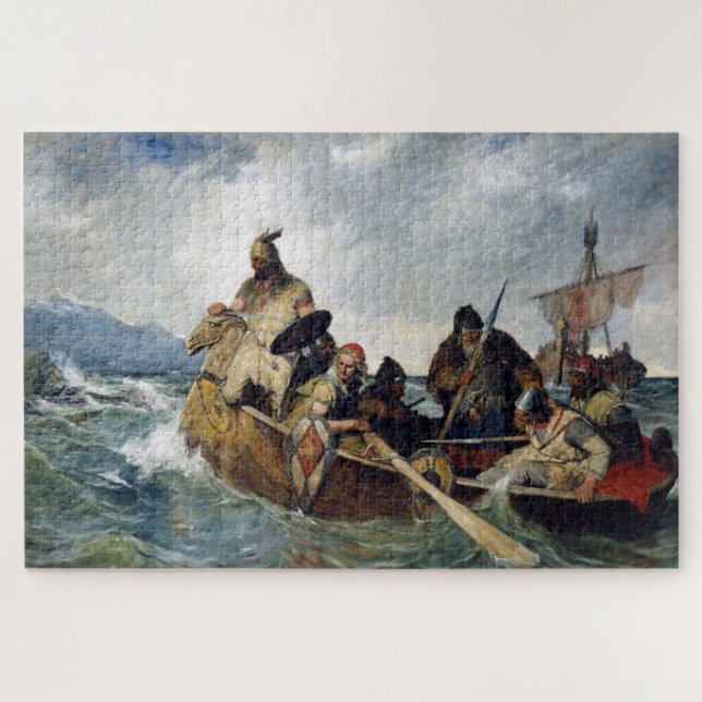 Norwegian Vikings Land in Iceland Year 872 Jigsaw Puzzle (Horizontal)