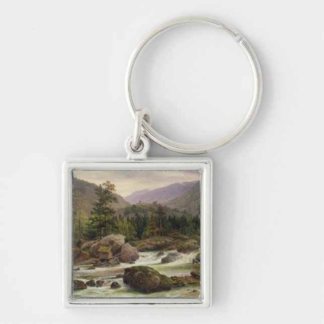 Norwegian Waterfall, 1840 Keychain (Front)