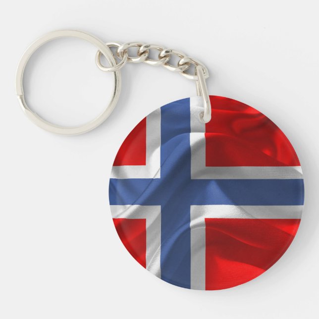Norwegian waving flag keychain (Front)